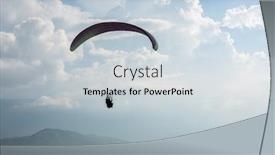  Presentation with blue sky - Presentation with colorful-paragliding-over-blue-sky background and a light gray colored foreground
