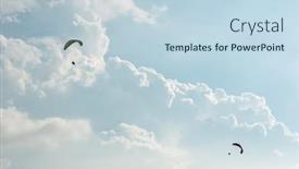  Presentation with blue sky - Presentation design featuring colorful-paragliding-over-blue-sky background and a sky blue colored foreground