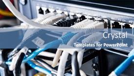  Presentation with telephone cabling patch panel - Presentation theme consisting of colorful-patch-cables-connected and a teal colored foreground