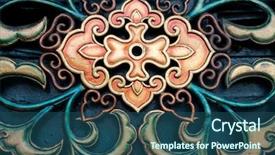  Presentation with motif - Presentation theme with colorful patterned chinese motif wall background and a ocean colored foreground