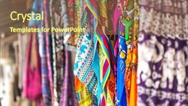  Presentation with colorful fabric - Presentation theme enhanced with colorful patterned shawls and fabric background and a tawny brown colored foreground