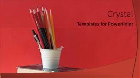  Presentation with text box - Colorful slides enhanced with colorful-pen-in-box backdrop and a red colored foreground