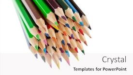  Presentation with pencils - Cool new theme with colorful-pencils-aligned backdrop and a white colored foreground
