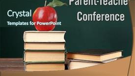  Presentation with crayons - Colorful PPT layouts enhanced with colorful pencils and apple backdrop and a tawny brown colored foreground