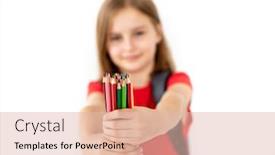  Presentation with colorful hands - Presentation theme featuring colorful-pencils-in-little-girl background and a lemonade colored foreground