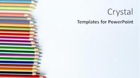  Presentation with inspiration - PPT theme enhanced with colorful-pencils-lying-on-watercolor background and a sky blue colored foreground