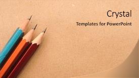  Presentation with notebook paper - Cool new presentation design with colorful pencils on brown packing backdrop and a lemonade colored foreground