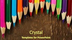  Presentation with pencils - Theme featuring colorful pencils on rustic wooden background and a tawny brown colored foreground