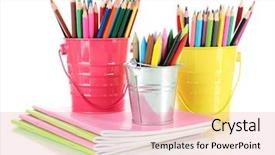  Presentation with bright colorful candy isolated - Colorful theme enhanced with colorful pencils with copybooks isolated backdrop and a  colored foreground