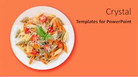  Presentation with penne pasta - Cool new presentation with colorful-penne-pasta-with-tomatoes backdrop and a coral colored foreground