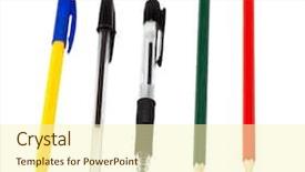  Presentation with pencils - Beautiful presentation theme featuring colorful pens and pencils isolated backdrop and a cream colored foreground
