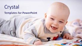  Presentation with baby smile - Slides enhanced with colorful pictures in a book background and a sky blue colored foreground