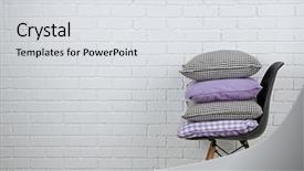  Presentation with white bricks - Slide set having colorful pillows on chair on white bricks wall background background and a light gray colored foreground