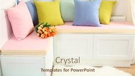  Presentation with furniture - PPT layouts having colorful-pillows-on-nook-furniture background and a cream colored foreground