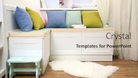  Presentation with furniture - Slide deck consisting of colorful pillows on nook furniture background and a soft green colored foreground