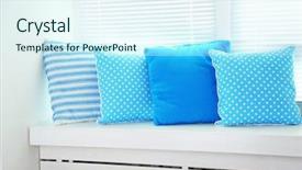  Presentation with colorful of antibiotics capsule pills - Slide deck having colorful-pillows-on-windowsill background and a cool aqua colored foreground