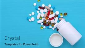  Presentation with tablets - Theme with colorful-pills-and-tablets background and a teal colored foreground