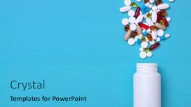  Presentation with tablets - Presentation enhanced with colorful-pills-and-tablets background and a teal colored foreground