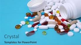  Presentation with tablets - Slide set featuring colorful-pills-and-tablets background and a light blue colored foreground