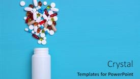  Presentation with tablets - Cool new presentation with colorful-pills-and-tablets backdrop and a light blue colored foreground