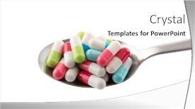  Presentation with spoon - Slides featuring colorful-pills-on-spoon-isolated background and a white colored foreground