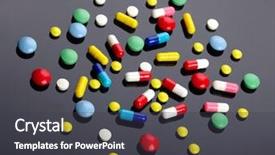  Presentation with pills - Audience pleasing PPT theme consisting of colorful pills over dark background backdrop and a dark gray colored foreground