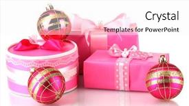  Presentation with white christmas - Slide set featuring colorful pink gifts with christmas background and a white colored foreground
