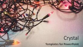  Presentation with green lights - Colorful PPT theme enhanced with green and blue holiday lights backdrop and a soft green colored foreground