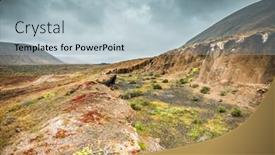  Presentation with plants - PPT layouts enhanced with colorful-plants-on-volcanic-cliffy background and a light blue colored foreground