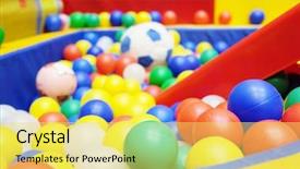  Presentation with playground - Beautiful slides featuring colorful plastic balls backdrop and a yellow colored foreground