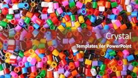  Presentation with plastic - Colorful slides enhanced with colorful plastic beads as background backdrop and a tawny brown colored foreground