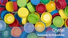  Presentation with plastic recycling - Theme with plastic caps ready for recycling background and a  colored foreground