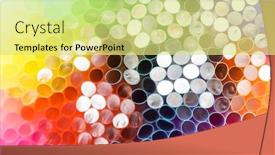  Presentation with plastic straws - Beautiful slide deck featuring colorful-plastic-drinking-straws-close backdrop and a yellow colored foreground