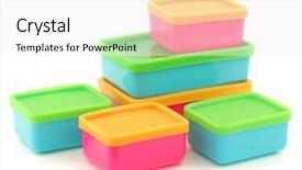  Presentation with food white - Amazing slide deck having colorful plastic food storage boxes backdrop and a  colored foreground