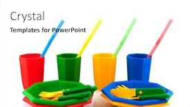  Presentation with plastic straws - Presentation theme enhanced with colorful plastic picnic set with drinking straws isolated over white background and a white colored foreground