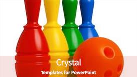  Presentation with bowling - Beautiful presentation featuring colorful plastic skittles of toy backdrop and a crimson colored foreground