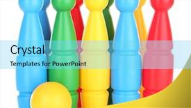  Presentation with plastic designs - Audience pleasing presentation design consisting of colorful plastic skittles of toy backdrop and a  colored foreground