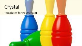  Presentation with bowling - Audience pleasing slide set consisting of colorful plastic skittles of toy backdrop and a blonde colored foreground