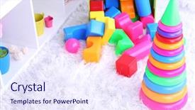  Presentation with plastic - Presentation design having colorful plastic toys in children background and a sky blue colored foreground