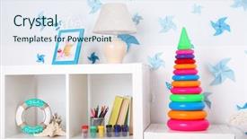  Presentation with children on plastic waste - Cool new presentation design with colorful plastic toys in children backdrop and a  colored foreground