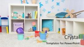  Presentation with school leadership - Beautiful slide set featuring colorful plastic toys in children backdrop and a lemonade colored foreground