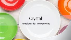  Presentation with colorful - Colorful theme enhanced with colorful plates over wooden table backdrop and a white colored foreground