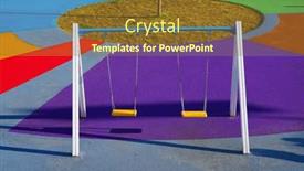  Presentation with playground - Presentation theme with colorful-playground-in-the-outdoors background and a tawny brown colored foreground