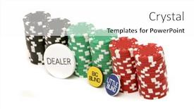 Presentation with set of poker chip - Presentation theme enhanced with colorful-poker-chips-on-white background and a white colored foreground