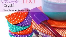  Presentation with cupcake - Cool new presentation theme with colorful polka dot cupcake wrappers backdrop and a lavender colored foreground