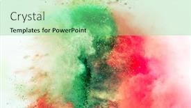  Presentation with abstract color powder explosion - Presentation theme with colorful-powder-explosion-on-white background and a seafoam green colored foreground