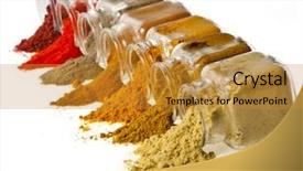  Presentation with spices - Slides with colorful powder spices in glass background and a gold colored foreground