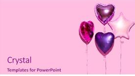  Presentation with birthday celebration - Slides featuring colorful purple pink blue heart background and a light gray colored foreground