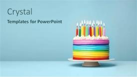  Presentation with rainbow birthday cake - Slide deck with colorful-rainbow-birthday-cake background and a light blue colored foreground