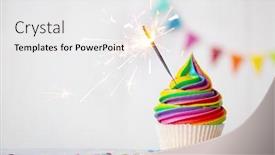  Presentation with colorful celebration - Colorful slides enhanced with colorful-rainbow-cupcake-with-celebration backdrop and a white colored foreground